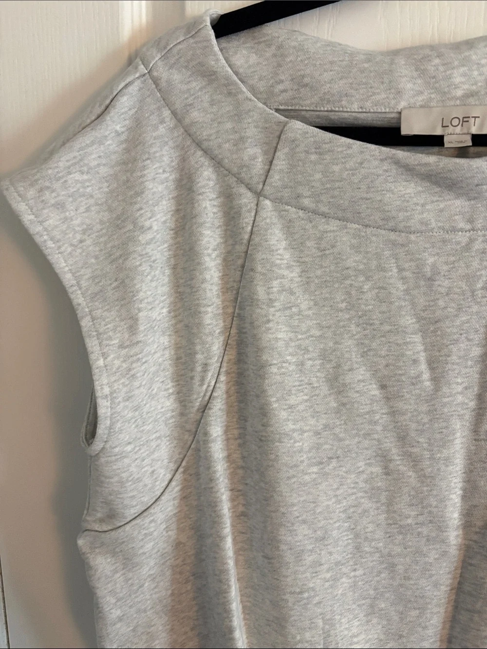 LOFT Light Heather Gray Cap Sleeve Gathered Hem Top